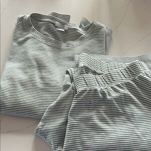 LAKE green and white stripe pajamas size small
